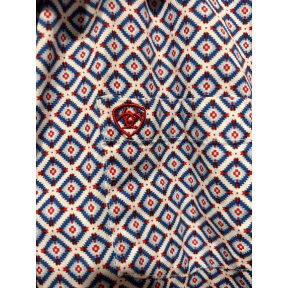 Ariat Real Shirt Womens Medium Real Fitted Stretch Western Aztec Cowboy - Picture 3 of 7